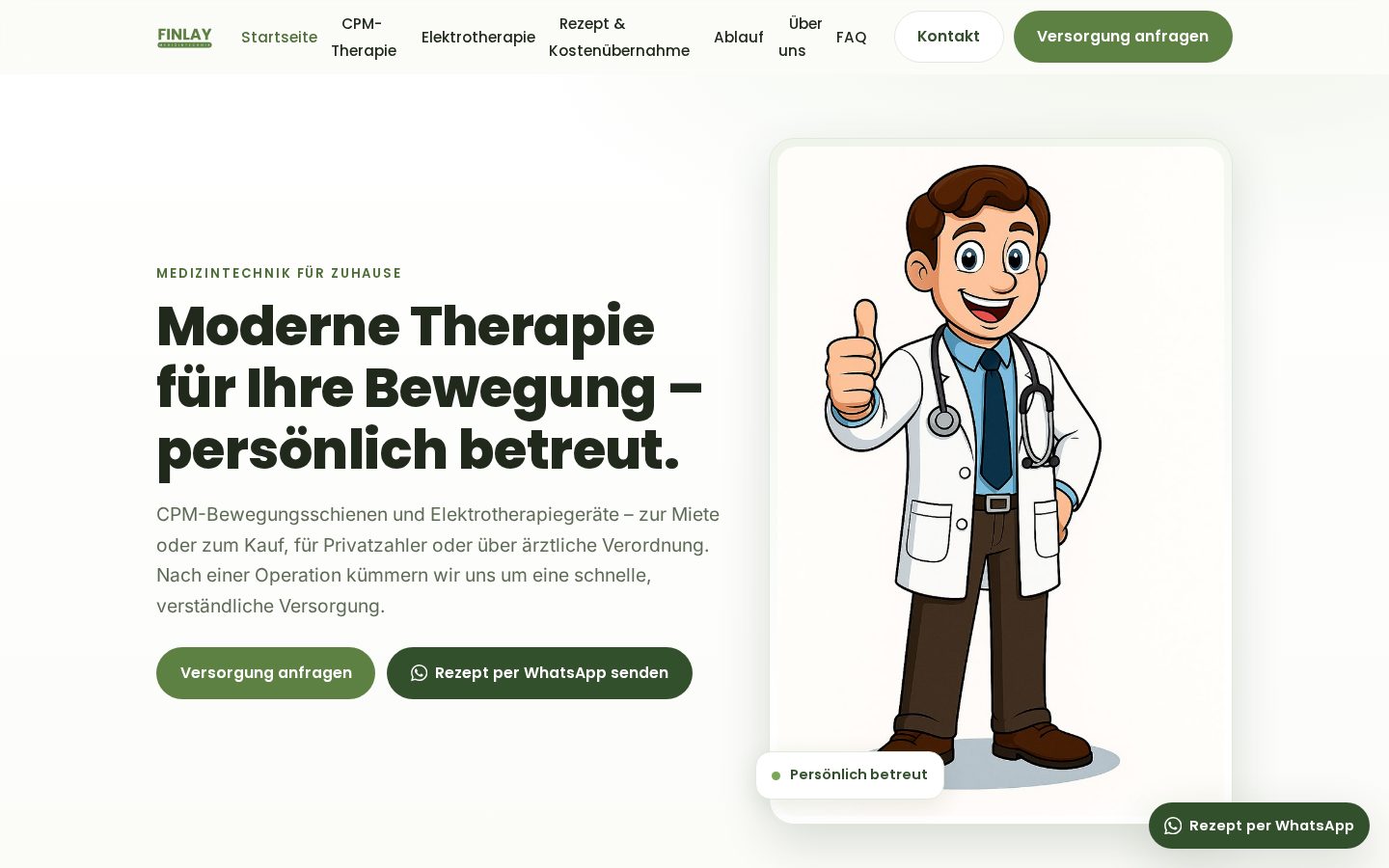 Website Finlay Medizintechnik – live